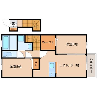 間取図 近鉄大阪線（近畿）/近鉄下田駅 徒歩9分 2階 築8年