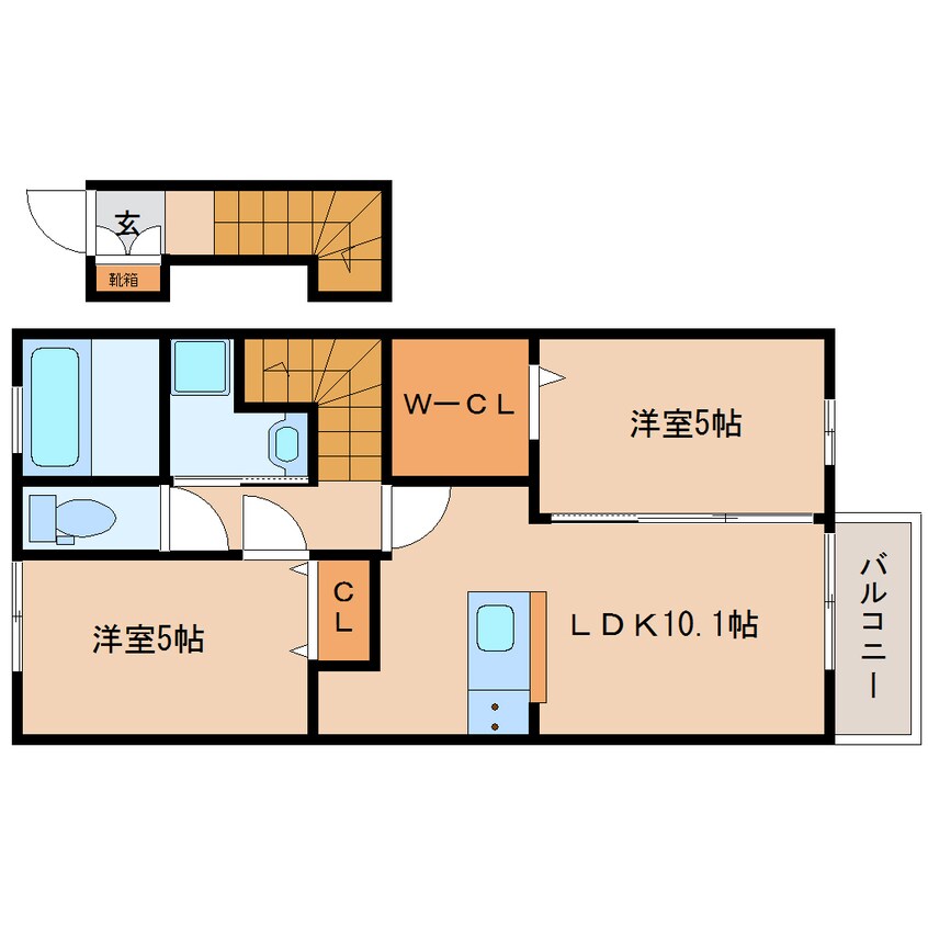 間取図 近鉄大阪線（近畿）/近鉄下田駅 徒歩9分 2階 築8年