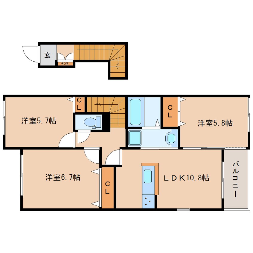 間取図 和歌山線/志都美駅 徒歩24分 2階 築7年