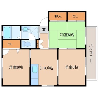 間取図 和歌山線/香芝駅 徒歩13分 2階 築26年