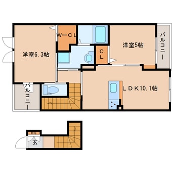 間取図 近鉄大阪線（近畿）/五位堂駅 徒歩7分 2階 築8年
