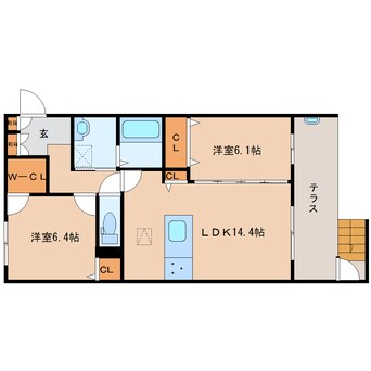 間取図 近鉄大阪線（近畿）/五位堂駅 徒歩8分 1階 築7年