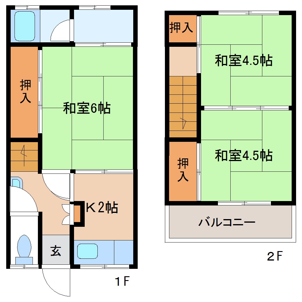 間取り図 近鉄大阪線（近畿）/二上駅 徒歩16分 1-2階 築51年