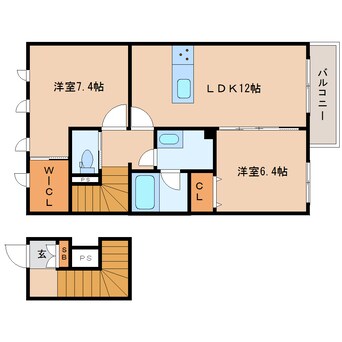 間取図 近鉄大阪線（近畿）/近鉄下田駅 徒歩21分 2階 築3年