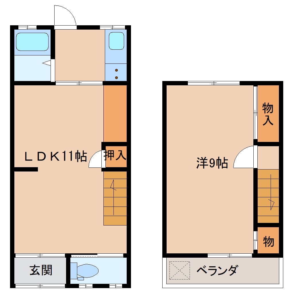 間取り図 近鉄大阪線（近畿）/近鉄下田駅 徒歩4分 1-2階 築52年