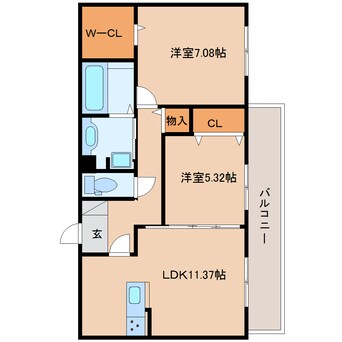 間取図 近鉄大阪線（近畿）/五位堂駅 徒歩6分 2階 築1年