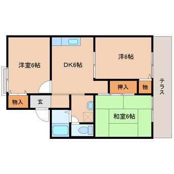 間取図 近鉄橿原線/近鉄郡山駅 バス15分泉原下車:停歩1分 1階 築27年