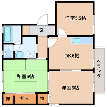 間取図 大和路線・関西本線/大和小泉駅 徒歩12分 1階 築28年