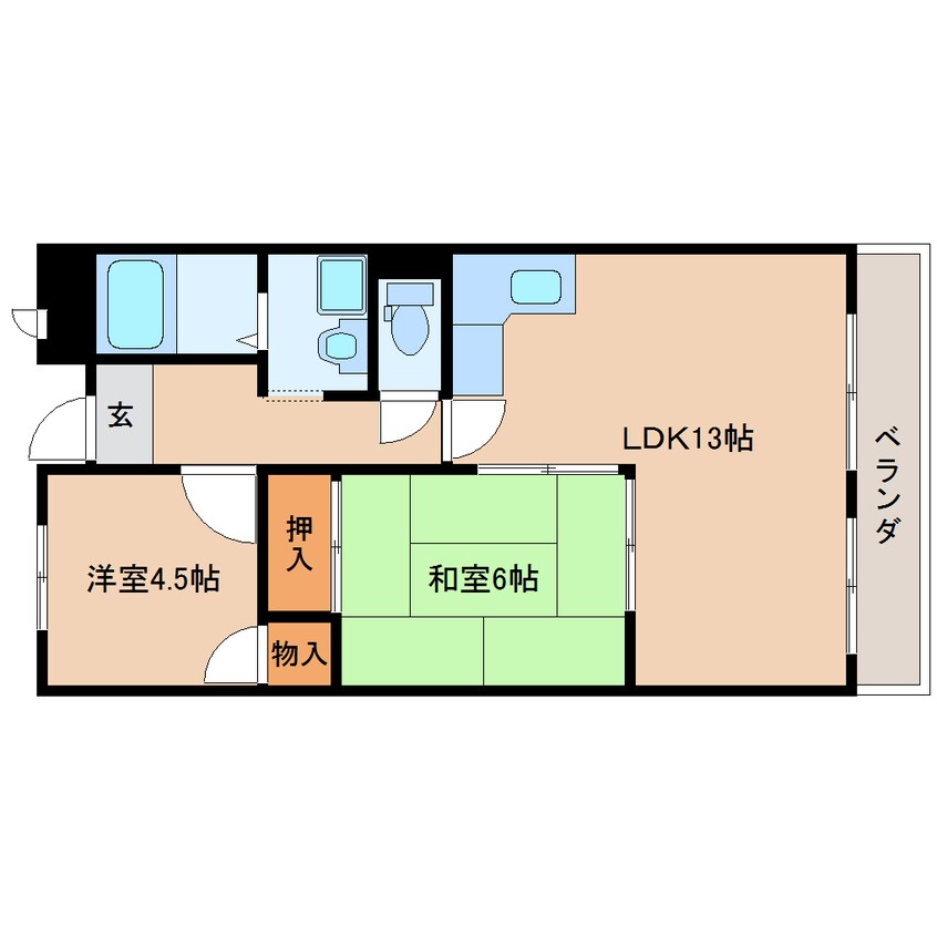 間取図 近鉄橿原線/筒井駅 徒歩6分 3階 築35年