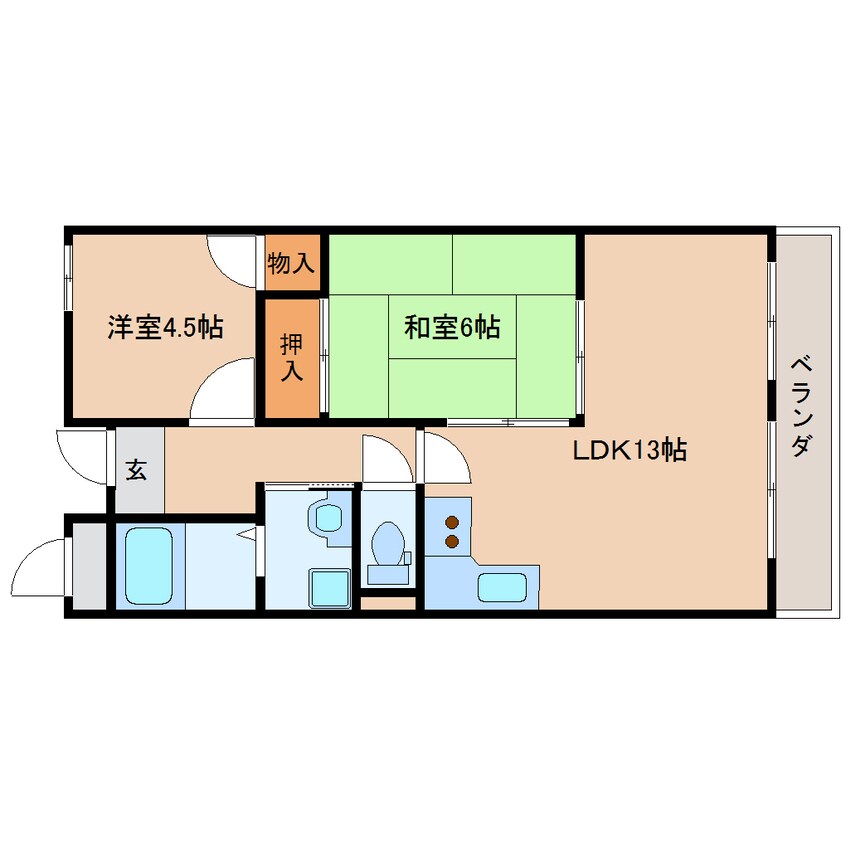 間取図 近鉄橿原線/筒井駅 徒歩6分 3階 築35年