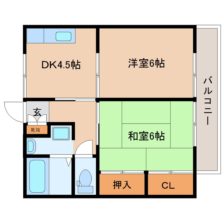 間取図 近鉄橿原線/近鉄郡山駅 徒歩10分 2階 築24年