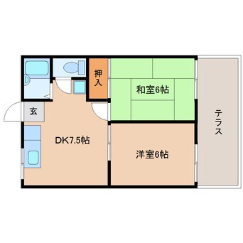 間取図 大和路線・関西本線/大和小泉駅 徒歩14分 1階 築37年