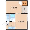 近鉄橿原線/近鉄郡山駅 徒歩8分 4階 築37年 2Kの間取り