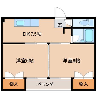 間取図 近鉄橿原線/近鉄郡山駅 徒歩8分 4階 築36年