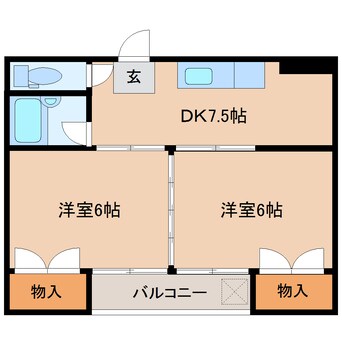 間取図 近鉄橿原線/近鉄郡山駅 徒歩8分 3階 築36年