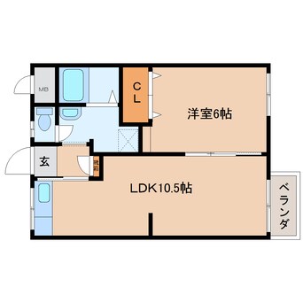 間取図 近鉄橿原線/近鉄郡山駅 徒歩8分 2階 築41年