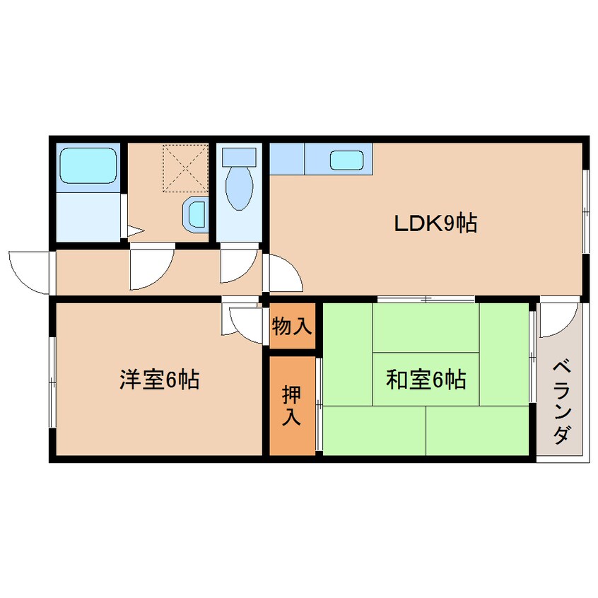 間取図 近鉄橿原線/近鉄郡山駅 徒歩10分 2階 築38年