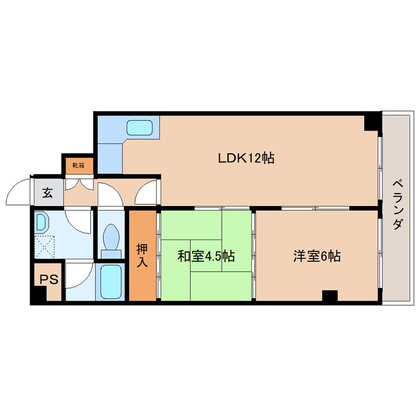 間取図 大和路線・関西本線/大和小泉駅 バス13分新町下車:停歩2分 2階 築37年