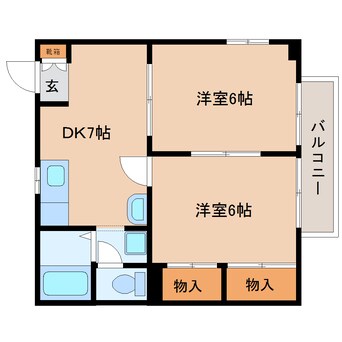 間取図 大和路線・関西本線/大和小泉駅 徒歩15分 1階 築32年