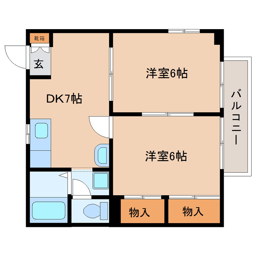 間取図 大和路線・関西本線/大和小泉駅 徒歩15分 1階 築32年