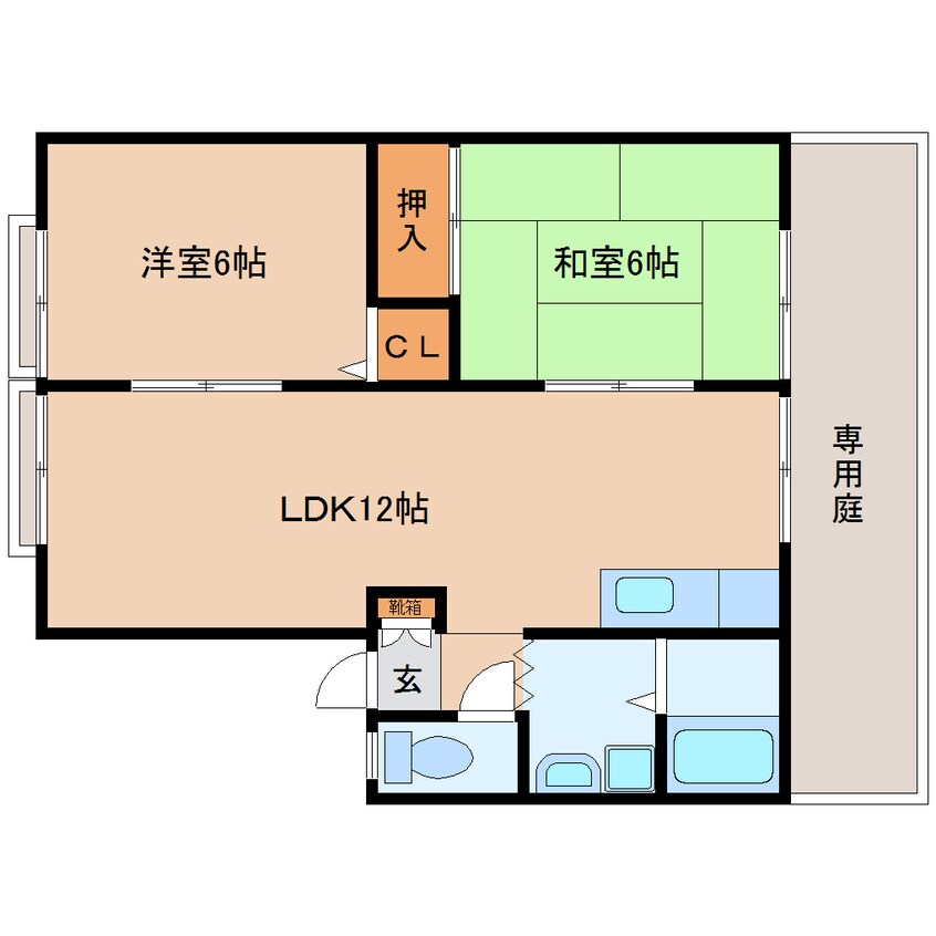 間取図 近鉄橿原線/九条駅 徒歩10分 1階 築35年