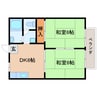 近鉄橿原線/平端駅 徒歩8分 2階 築38年 2DKの間取り