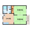 近鉄橿原線/平端駅 徒歩8分 2階 築39年 2DKの間取り