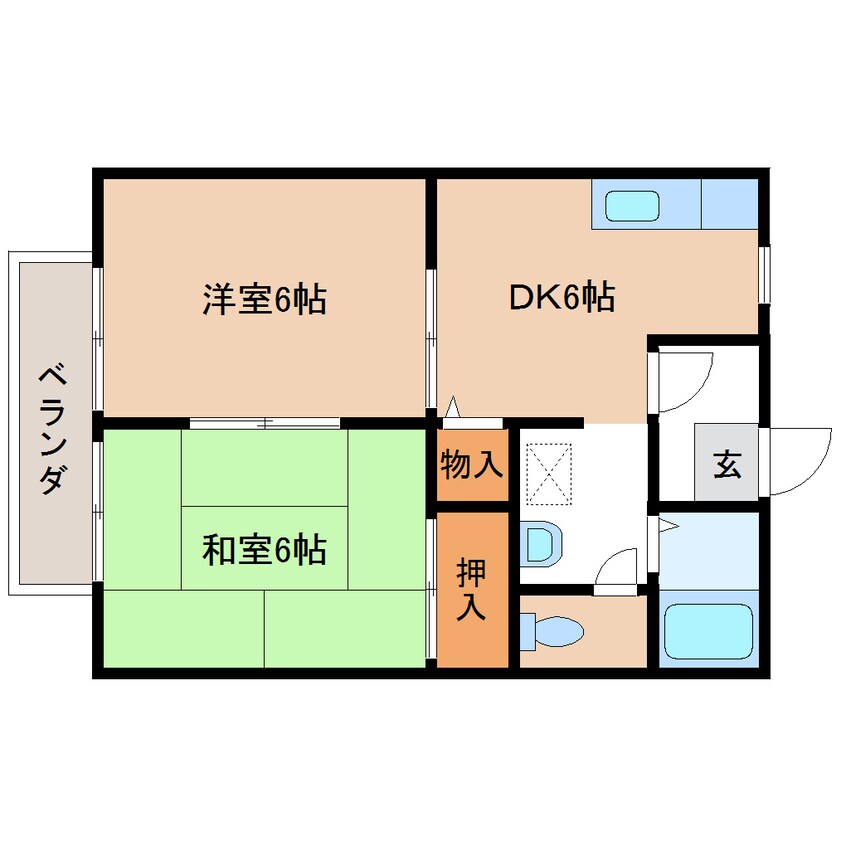 間取図 近鉄橿原線/平端駅 徒歩9分 2階 築28年