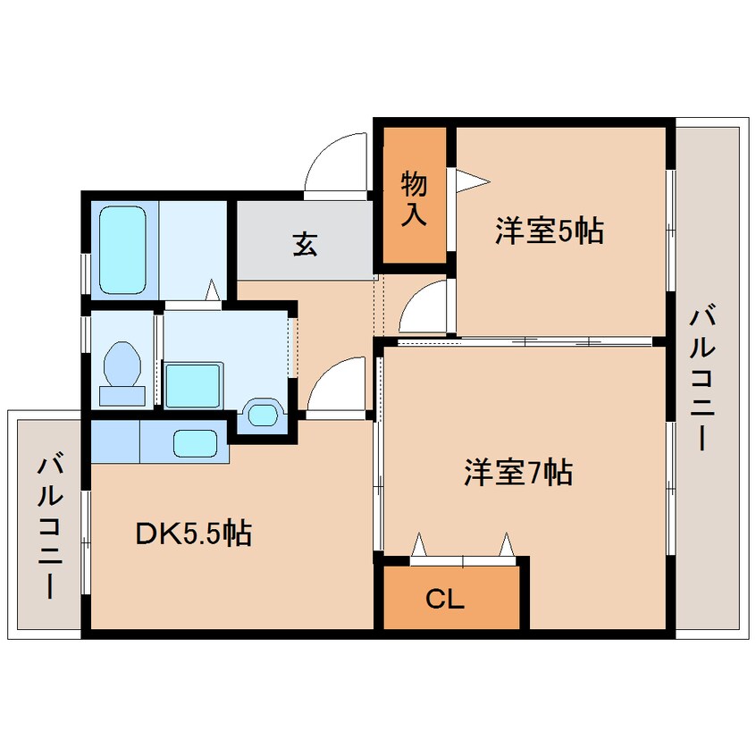 間取図 近鉄橿原線/平端駅 徒歩7分 3階 築47年