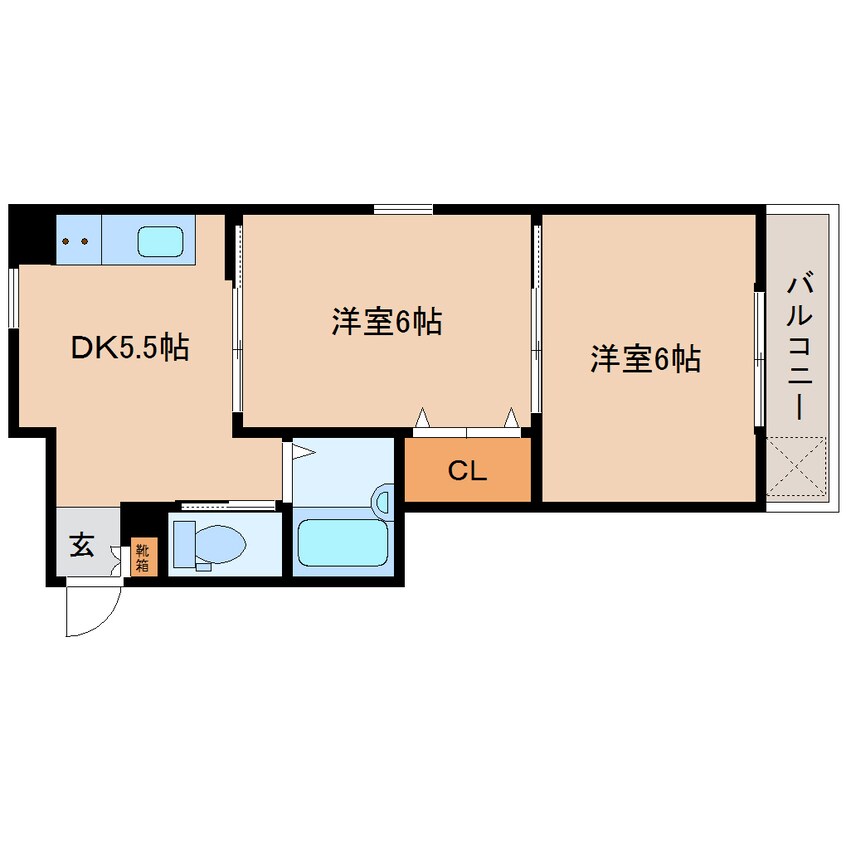 間取図 近鉄橿原線/近鉄郡山駅 徒歩3分 2階 築34年