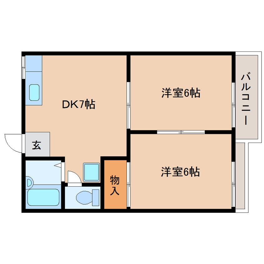 間取図 大和路線・関西本線/郡山駅 徒歩5分 2階 築38年