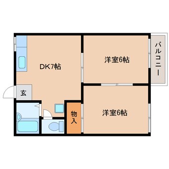 間取図 大和路線・関西本線/郡山駅 徒歩5分 2階 築36年