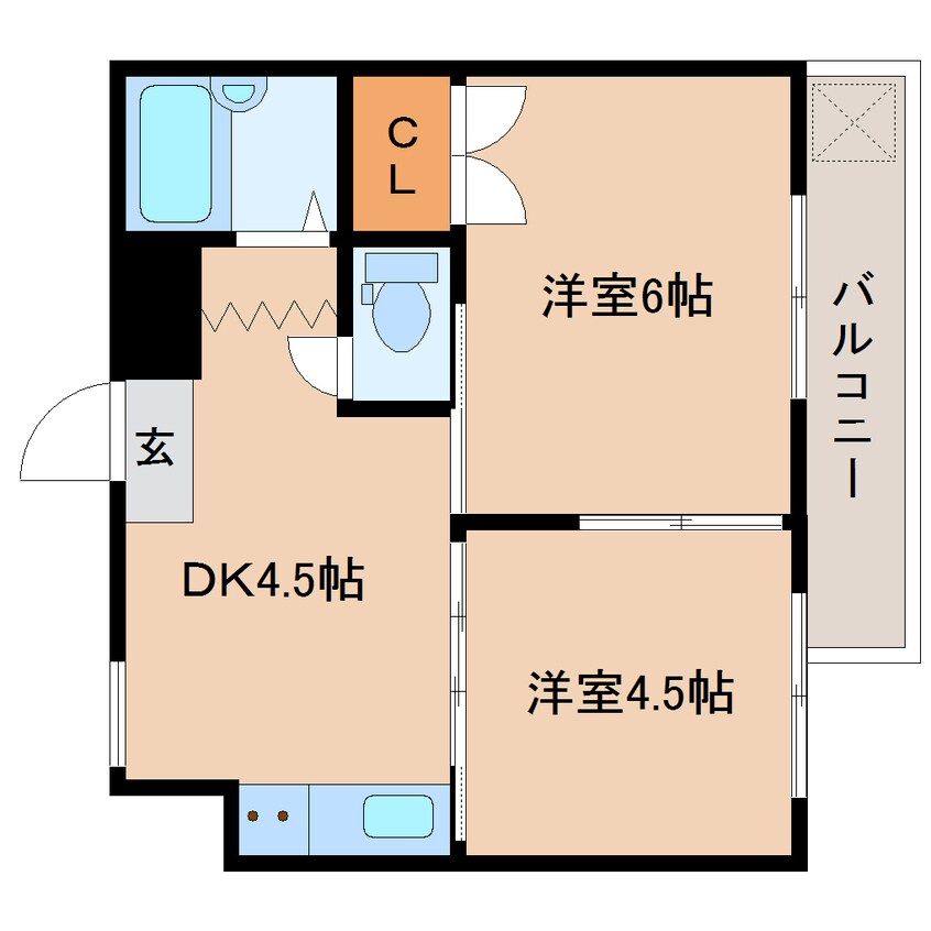 間取図 近鉄橿原線/近鉄郡山駅 徒歩3分 3階 築35年