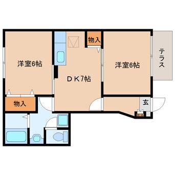 間取図 近鉄橿原線/近鉄郡山駅 バス18分市営グラウンド下車:停歩2分 1階 築24年