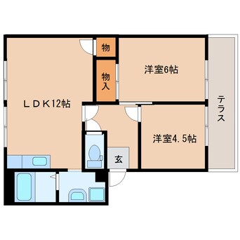 間取図 近鉄橿原線/九条駅 徒歩10分 1階 築33年