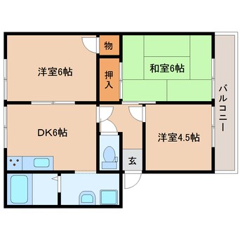 間取図 近鉄橿原線/九条駅 徒歩10分 2階 築34年