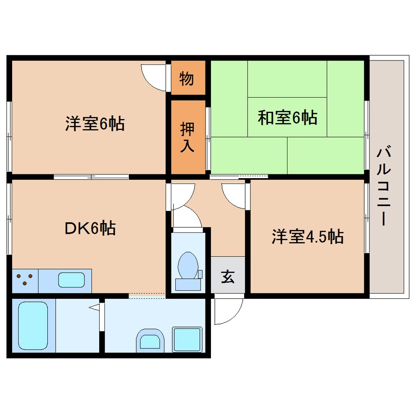 間取図 近鉄橿原線/九条駅 徒歩10分 2階 築34年