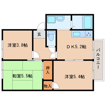 間取図 近鉄橿原線/近鉄郡山駅 徒歩13分 1階 築28年