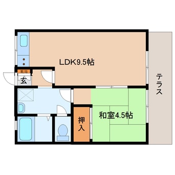 間取図 近鉄橿原線/近鉄郡山駅 徒歩10分 1階 築29年