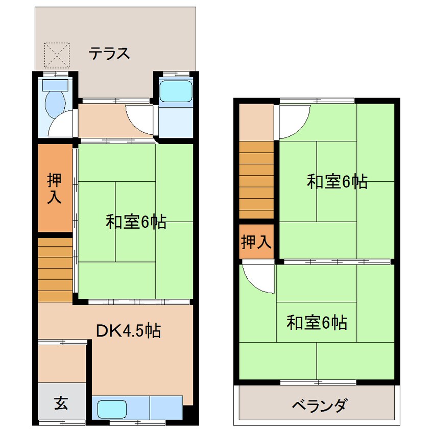 間取図 近鉄橿原線/近鉄郡山駅 徒歩15分 1階 築46年