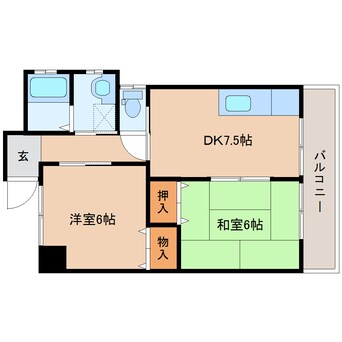 間取図 近鉄橿原線/近鉄郡山駅 バス10分新町下車:停歩3分 2階 築21年