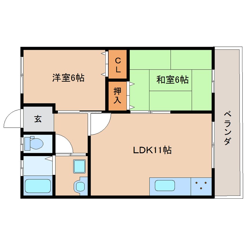 間取図 近鉄橿原線/近鉄郡山駅 バス10分新町下車:停歩3分 2階 築21年