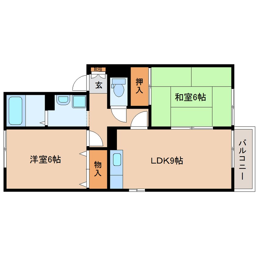 間取図 大和路線・関西本線/法隆寺駅 バス10分かしの木台下車:停歩1分 2階 築26年