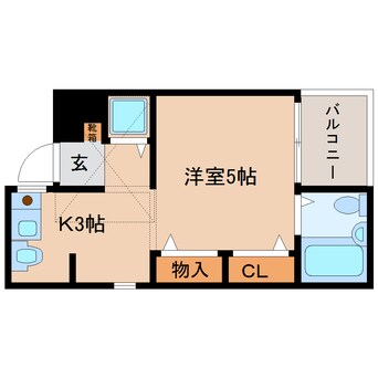 間取図 近鉄橿原線/近鉄郡山駅 徒歩5分 3階 築34年