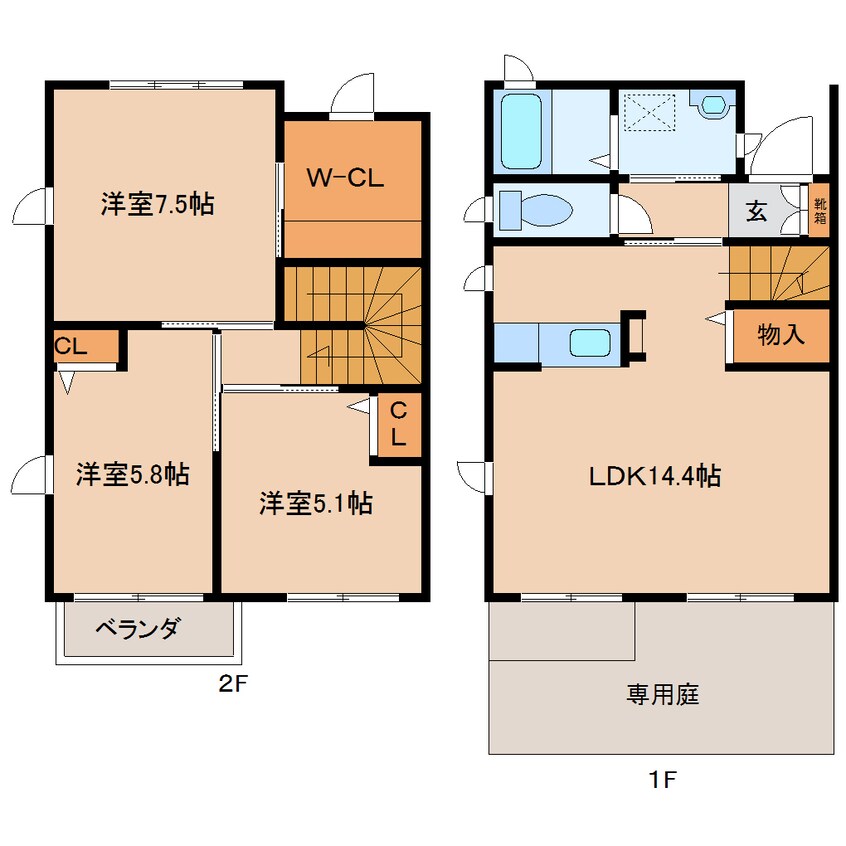 間取図 大和路線・関西本線/大和小泉駅 徒歩14分 1-2階 築19年