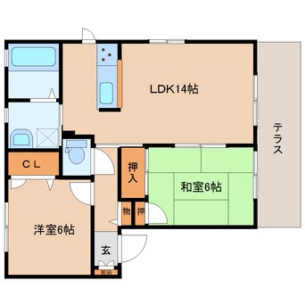 間取図 大和路線・関西本線/大和小泉駅 徒歩15分 1階 築19年