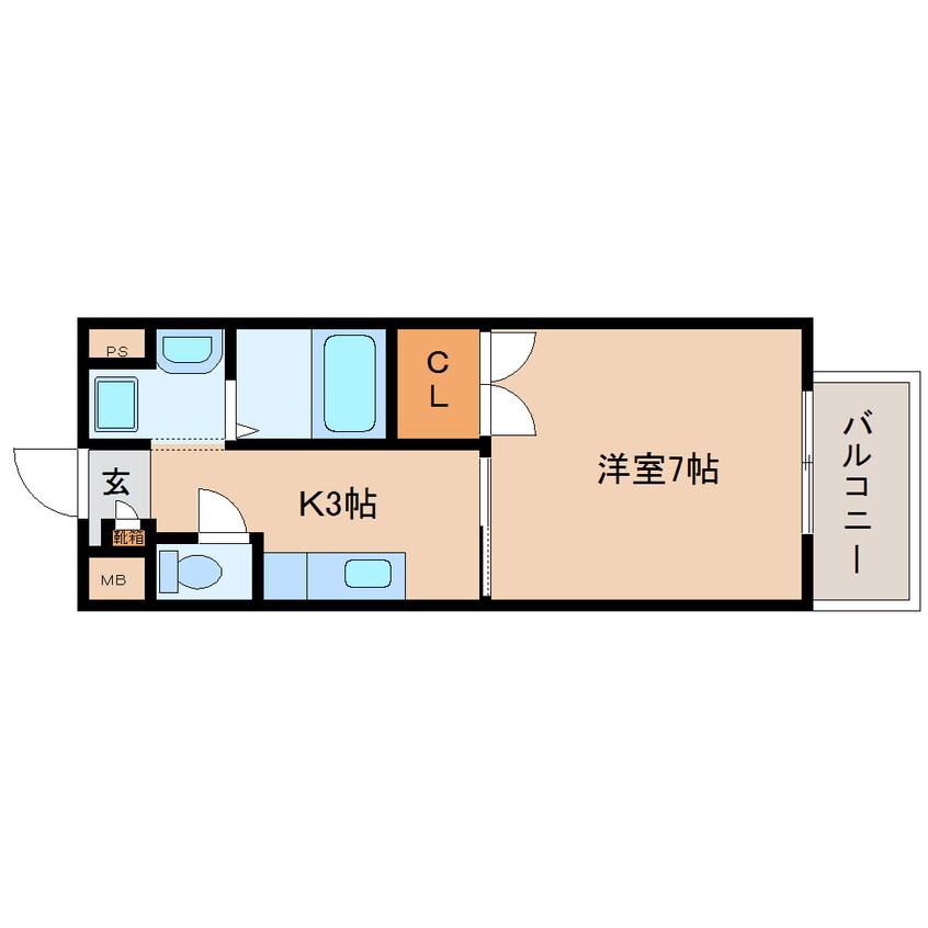 間取図 近鉄橿原線/近鉄郡山駅 徒歩4分 3階 築23年