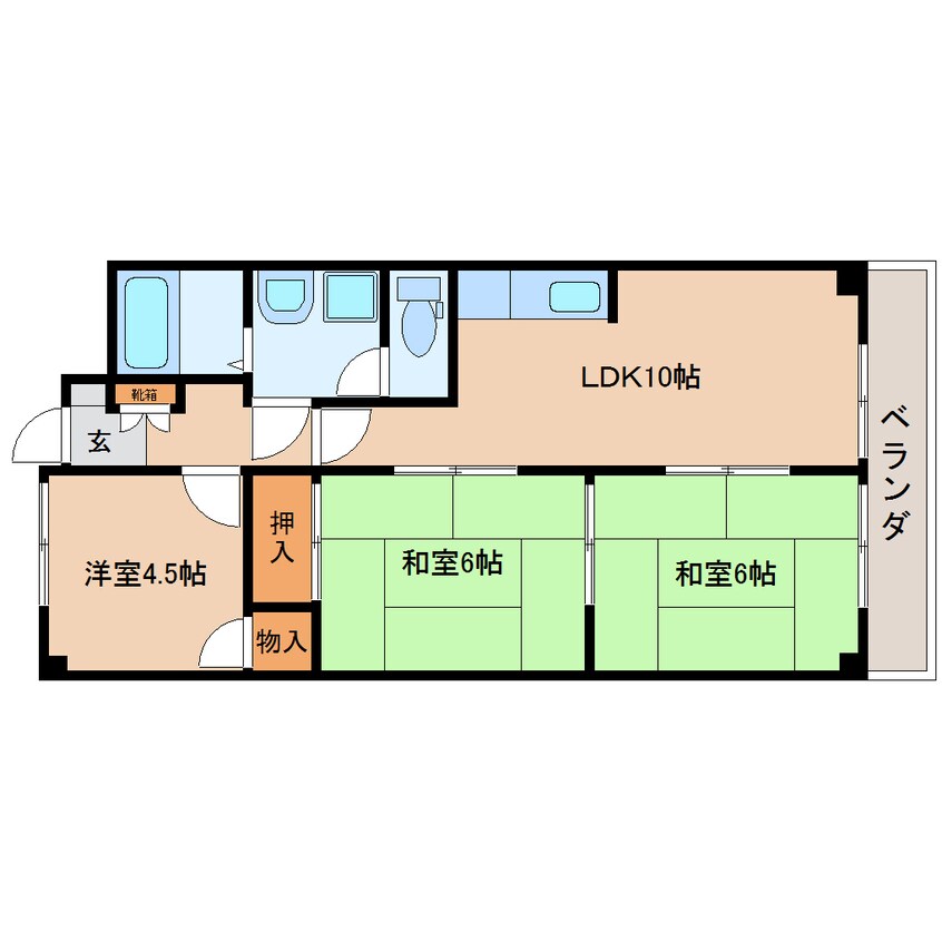 間取図 近鉄橿原線/近鉄郡山駅 徒歩5分 4階 築35年