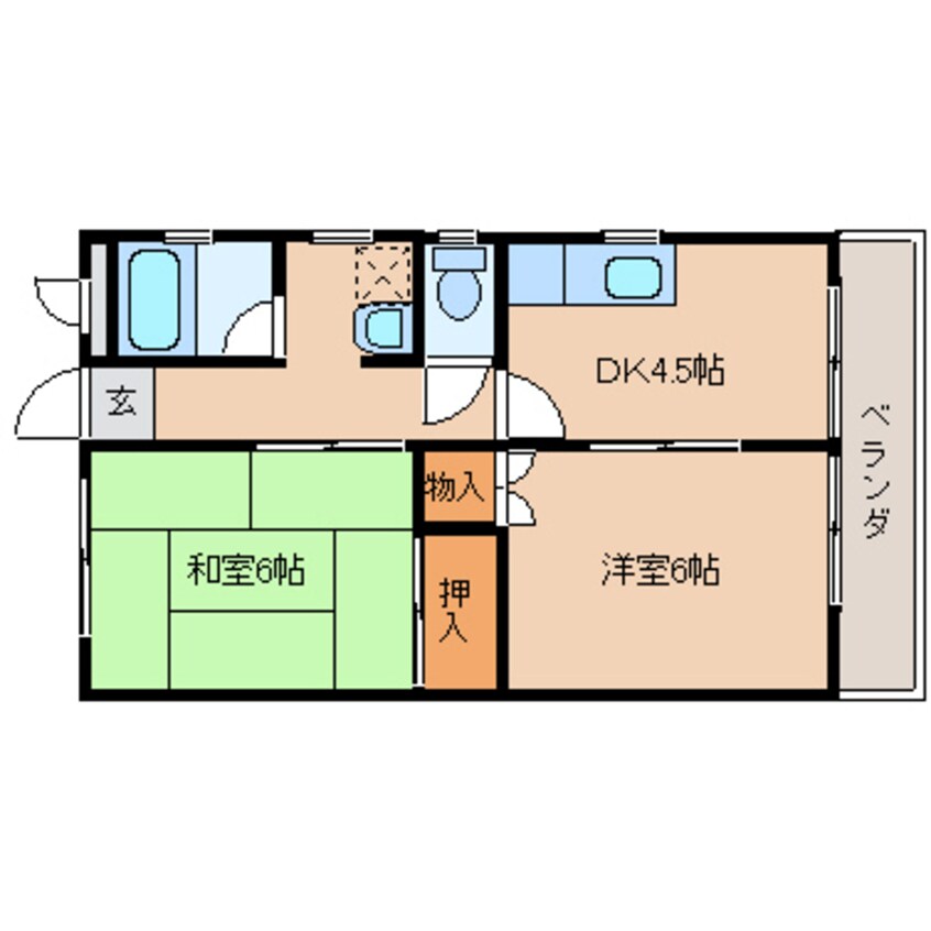 間取図 近鉄橿原線/九条駅 徒歩18分 1階 築36年