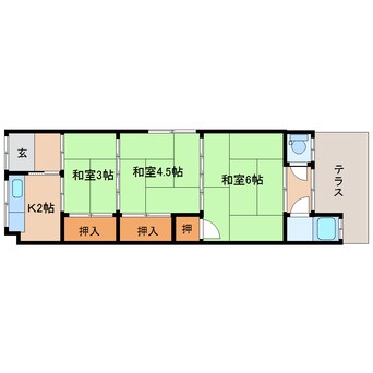 間取図 近鉄橿原線/近鉄郡山駅 徒歩12分 1階 築49年